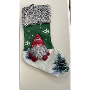 3D Gnome Christmas Stocking with Fuzzy Beard NEW